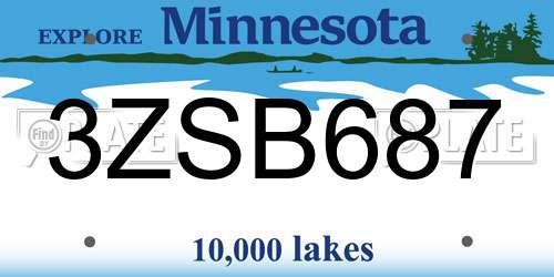 3ZSB687 Minnesota License Plate