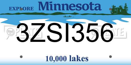 3ZSI356 Minnesota License Plate
