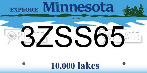 3ZSS65 Minnesota License Plate