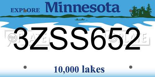 3ZSS652 Minnesota License Plate