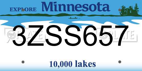 3ZSS657 Minnesota License Plate