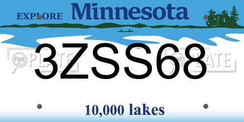 3ZSS68 Minnesota License Plate