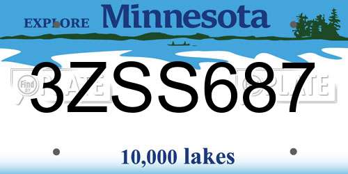 3ZSS687 Minnesota License Plate
