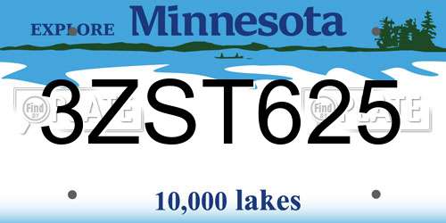 3ZST625 Minnesota License Plate