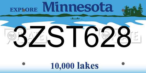 3ZST628 Minnesota License Plate
