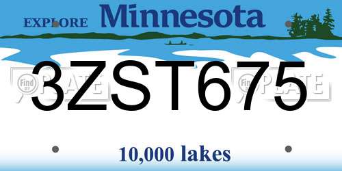 3ZST675 Minnesota License Plate