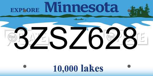 3ZSZ628 Minnesota License Plate