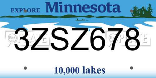 3ZSZ678 Minnesota License Plate