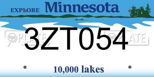 3ZT054 Minnesota License Plate