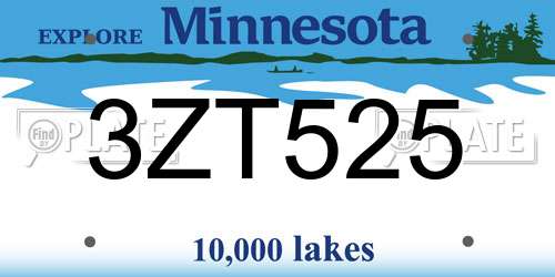 3ZT525 Minnesota License Plate