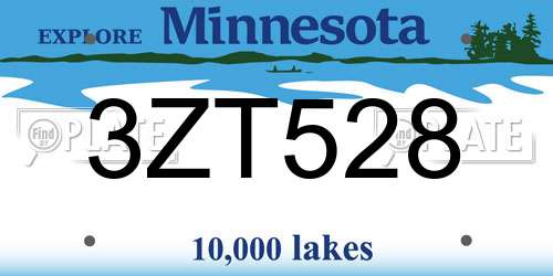 3ZT528 Minnesota License Plate