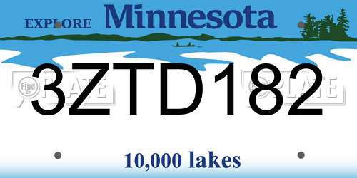 3ZTD182 Minnesota License Plate