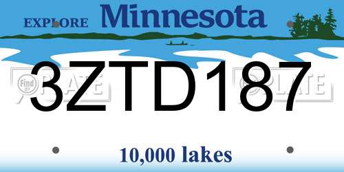 3ZTD187 Minnesota License Plate