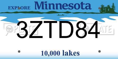 3ZTD84 Minnesota License Plate
