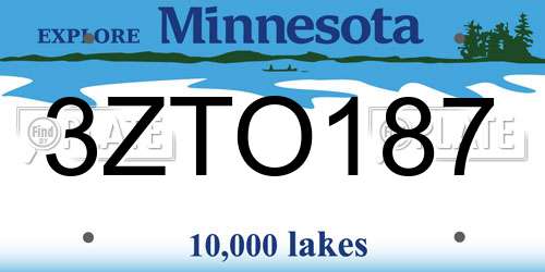 3ZTO187 Minnesota License Plate