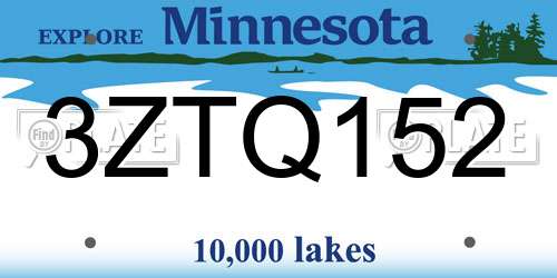 3ZTQ152 Minnesota License Plate