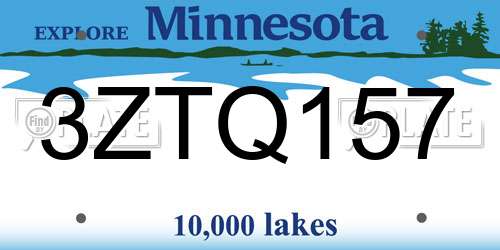 3ZTQ157 Minnesota License Plate