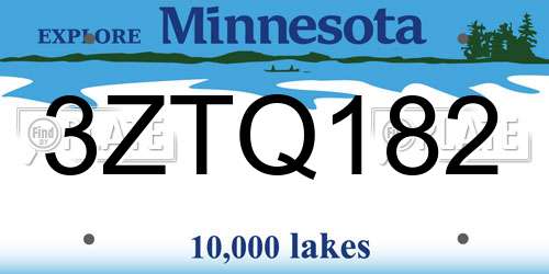 3ZTQ182 Minnesota License Plate