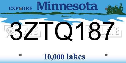 3ZTQ187 Minnesota License Plate