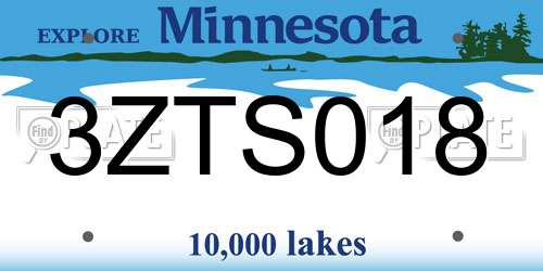 3ZTS018 Minnesota License Plate