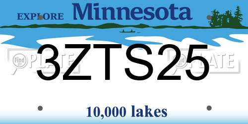3ZTS25 Minnesota License Plate