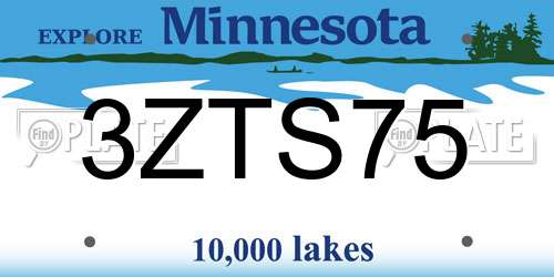 3ZTS75 Minnesota License Plate