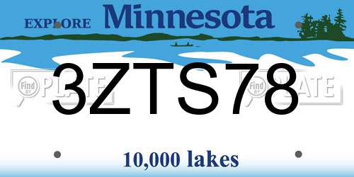 3ZTS78 Minnesota License Plate
