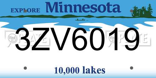 3ZV6019 Minnesota License Plate