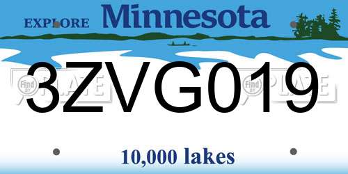 3ZVG019 Minnesota License Plate