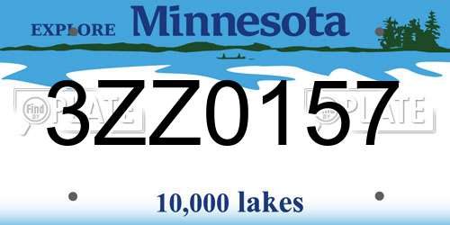 3ZZ0157 Minnesota License Plate