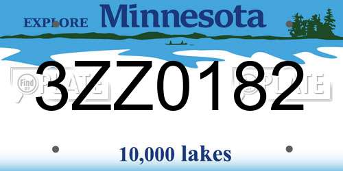 3ZZ0182 Minnesota License Plate