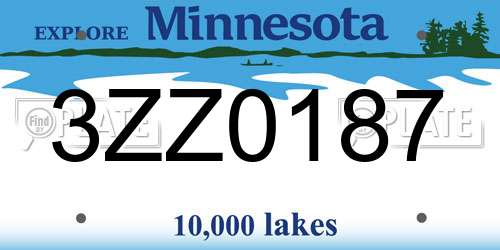3ZZ0187 Minnesota License Plate