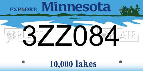 3ZZ084 Minnesota License Plate