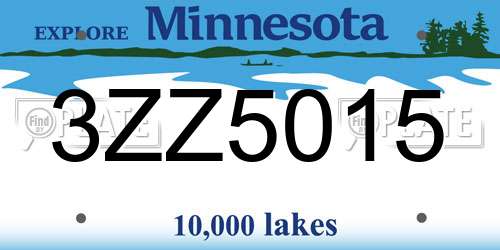 3ZZ5015 Minnesota License Plate