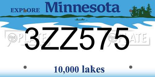3ZZ575 Minnesota License Plate