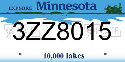 3ZZ8015 Minnesota License Plate