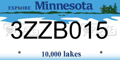 3ZZB015 Minnesota License Plate