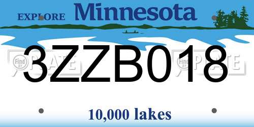 3ZZB018 Minnesota License Plate