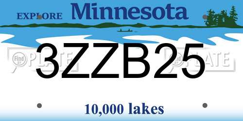 3ZZB25 Minnesota License Plate