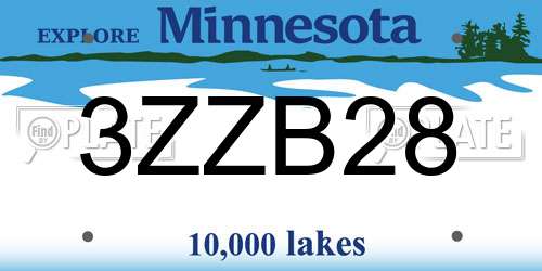 3ZZB28 Minnesota License Plate
