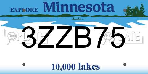 3ZZB75 Minnesota License Plate