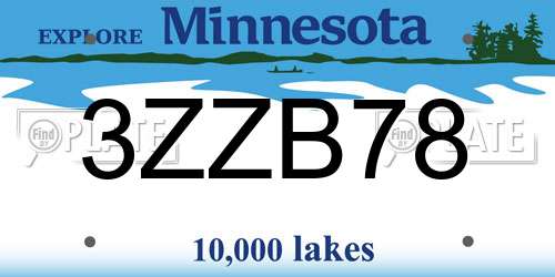 3ZZB78 Minnesota License Plate
