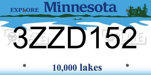 3ZZD152 Minnesota License Plate
