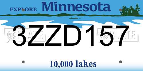 3ZZD157 Minnesota License Plate
