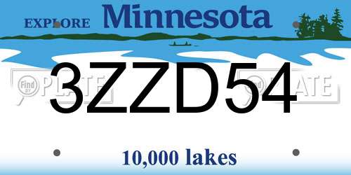 3ZZD54 Minnesota License Plate