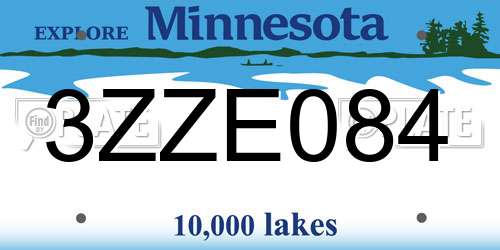 3ZZE084 Minnesota License Plate