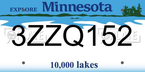 3ZZQ152 Minnesota License Plate
