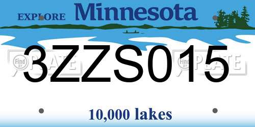 3ZZS015 Minnesota License Plate