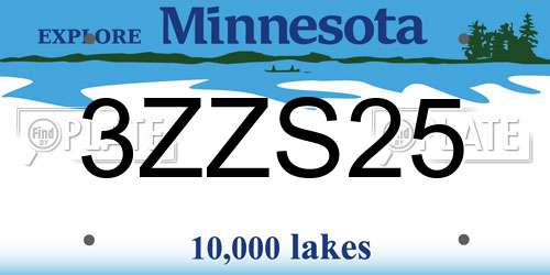 3ZZS25 Minnesota License Plate