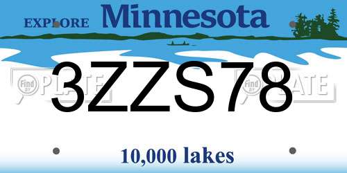 3ZZS78 Minnesota License Plate